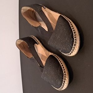 Kenneth Cole Reaction Flat Espadrille Sparkly Black Size 10
